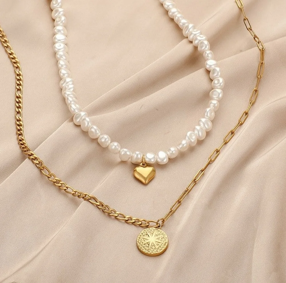 Josslyn Layered Necklace – Pearl & Starfish Coin